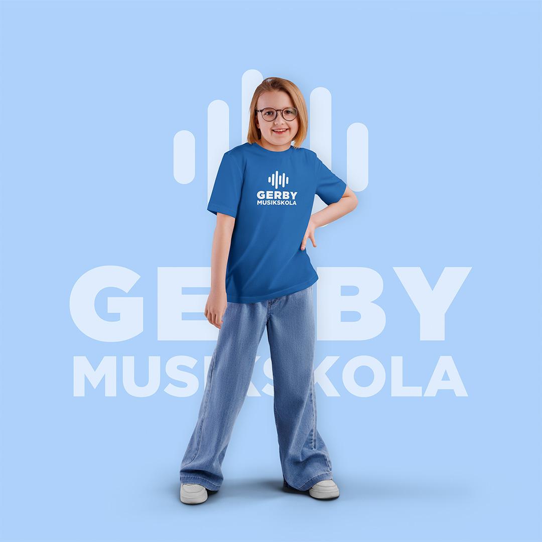 Bl&aring; T-skjorta - Vit text